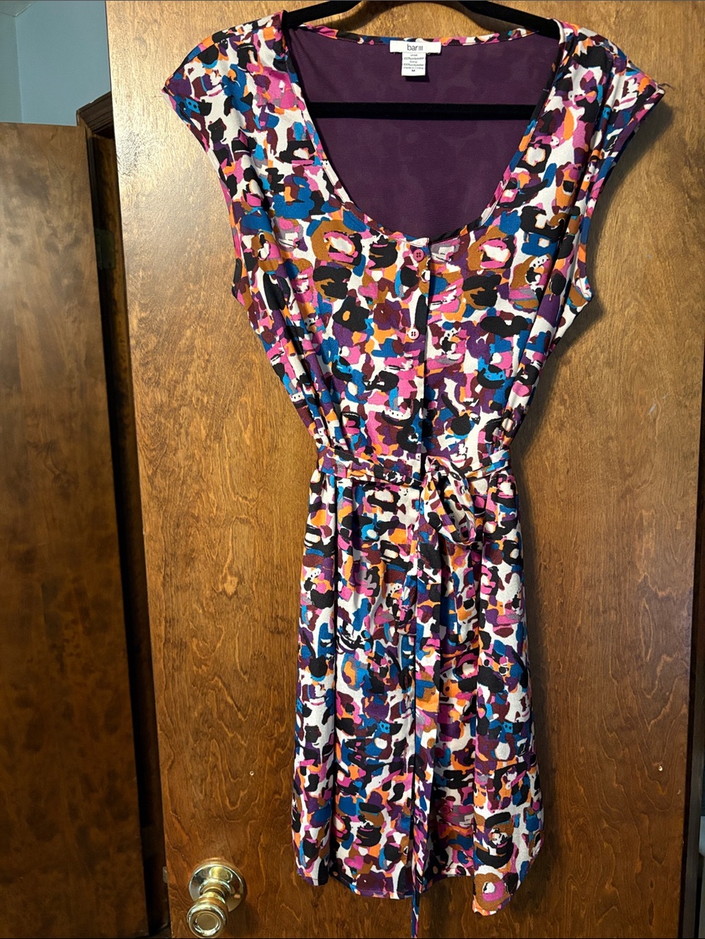 Bar III Purple Multi-Color Abstract Print Mini Dress